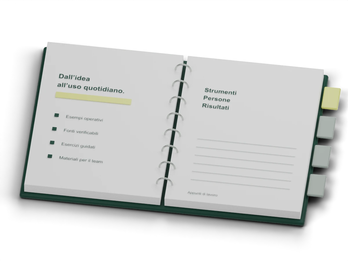 Quaderno illustrativo con esercizi e fonti per la formazione del team